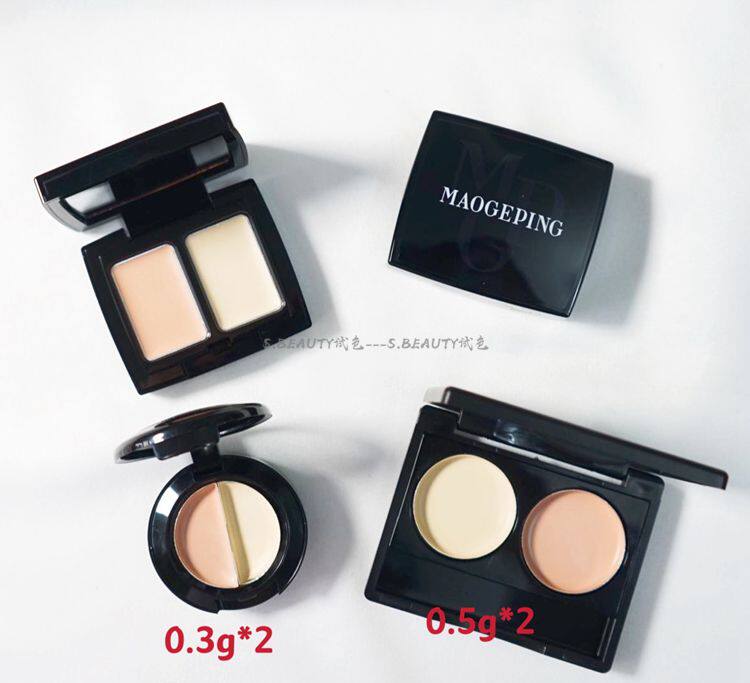 Mao Geping two-color concealer to cover dark circles, tear ditch, spots, acne marks, eye bag, trial bag, trial bag, delivery brush