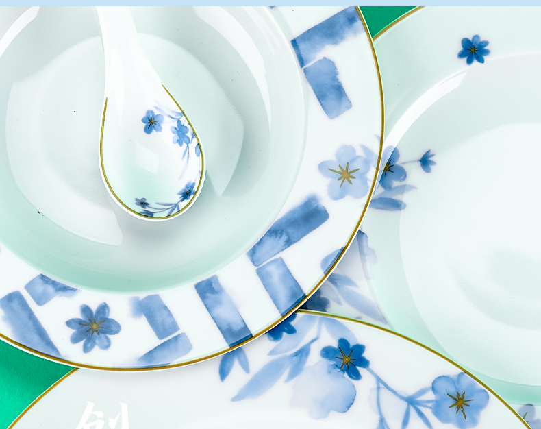 TaoXiChuan jingdezhen blue and white porcelain tableware suit dishes combination of household of Chinese style dishes creative mother - in - law