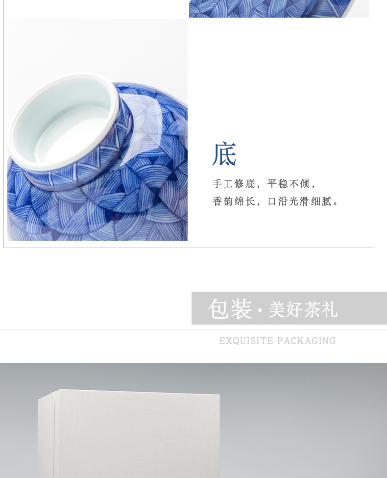 Jingdezhen hand - made tureen of blue and white porcelain teacup checking ceramic tureen tea tea bowl of tea gift set