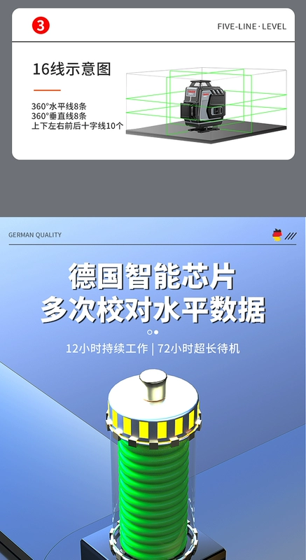 Máy đo mức hồng ngoại có độ chính xác cao ánh sáng mạnh dòng mỏng ngoài trời 12 dòng treo tường bằng laser ánh sáng xanh tự động đo mức nước