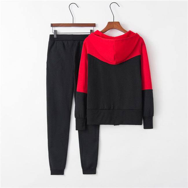 Dames patchwork sport hoodie en short set voor casual_voghion.com