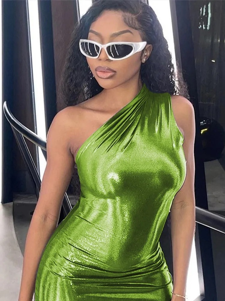 Frühling Sexy Figurbetontes Ärmelloses Wickelkleid Einfarbiges Schulterfreies Hüftdesign Neue Mode Damenkleid – Detail 9