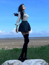 2024 new autumn college style suit womens shirt top high waist plaid skirt jk uniform two-piece set