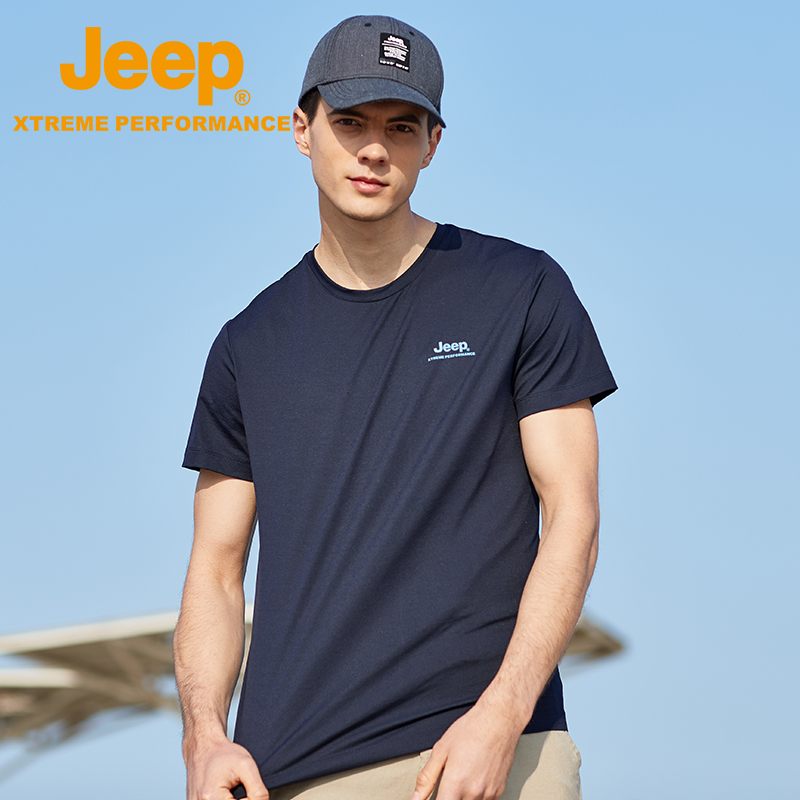 jeep speed dry short sleeve male gip flagship store outdoor round collar sports jacket casual loose large size ice silk T-shirt