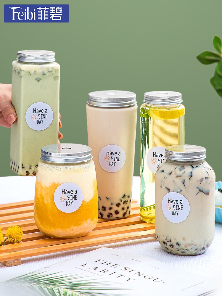 Net red milk tea bottle Yang Zhi Gan Lu Xi Mi Lu pet Plastic Recyclable Disposable Juice Beverage Bottle Empty Bottle