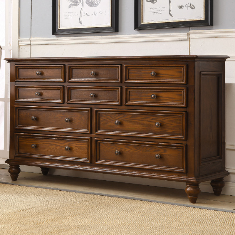 American light luxury cupboard bedroom porch cabinet 5-bucket cupboard solid wood drawer cabinet retro locker