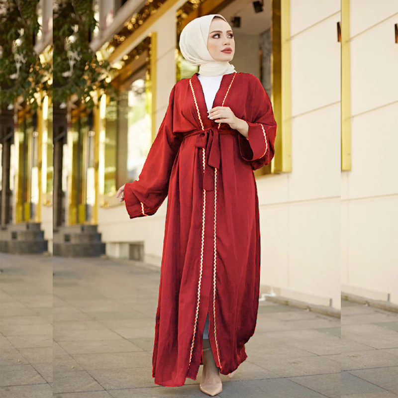 Малайский западная азия дубай ветер одежда халат кардиган Open Abaky Women Kimono Caftan 