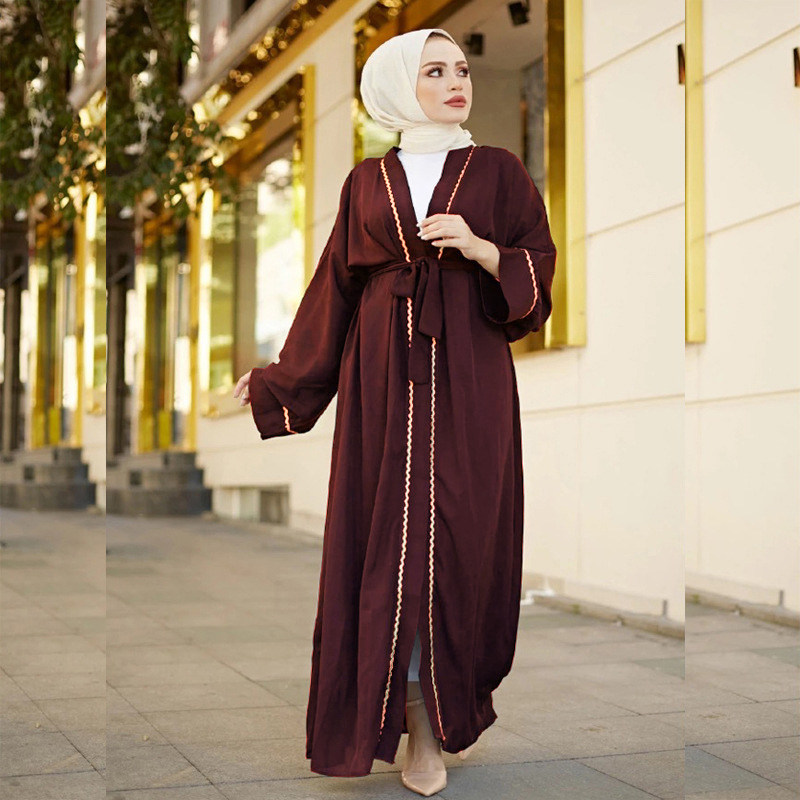 Малайский западная азия дубай ветер одежда халат кардиган Open Abaky Women Kimono Caftan 