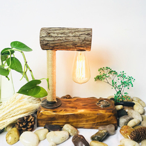 Creative Solid Wood Trim American Countryside Retro Touch Table Lamp Living Room Bookroom Bedroom Bedside Headlights Style Customizable