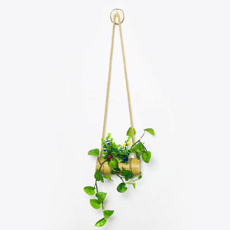 Homestay pastoral bamboo tube hanging flower pot flower stand wall decoration pendant creative hanging flower basket wall hanging wall decoration flower device