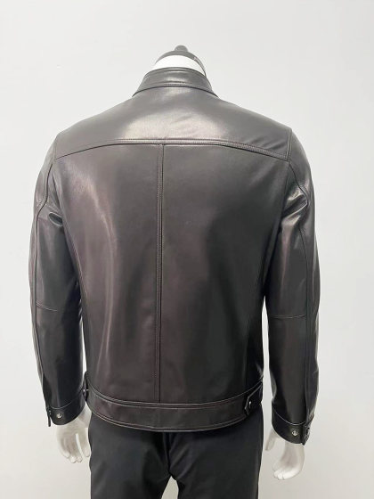 2024新品高端山羊皮真皮皮衣男时尚帅气机车短款立领皮夹克外套男