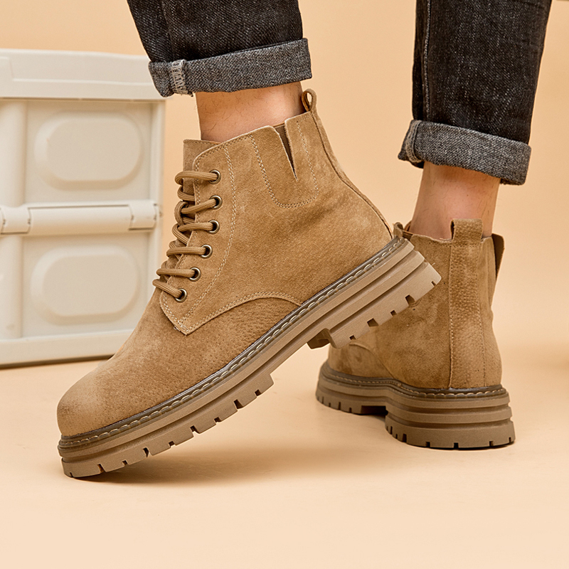 Mai Luosen Autumn and Winter New Martin Boots for Men, Versatile High-Top Shoes, Outdoor Work Boots, Thick-Soled Height-Increasing Short Boots, Men's Boots