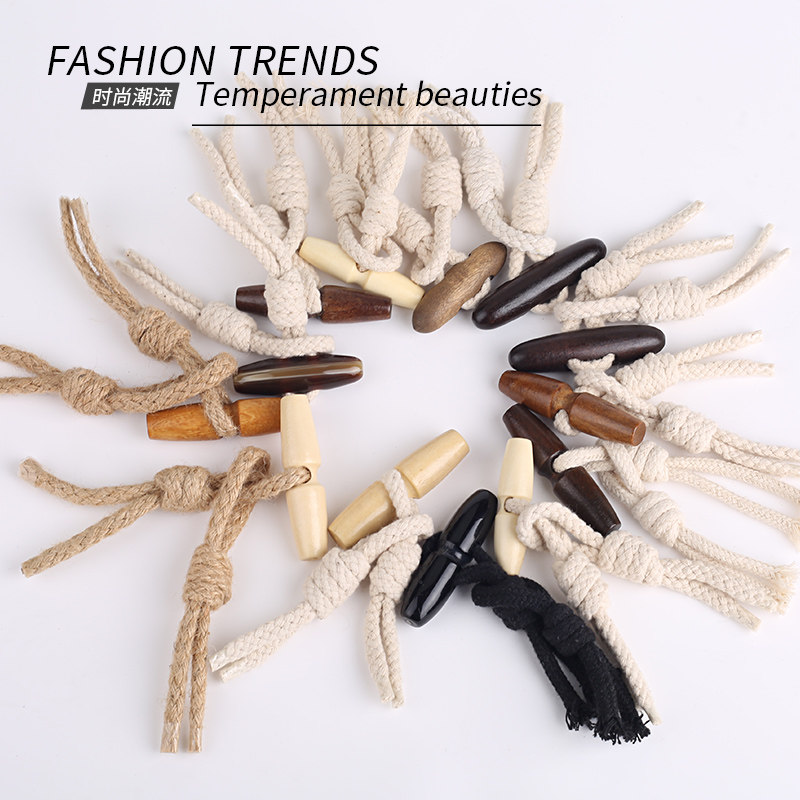 Horn buckle buttoned with large number of hemp rope cotton rope olives for buttoning, coat sweater jacket sweater button and buckle wood