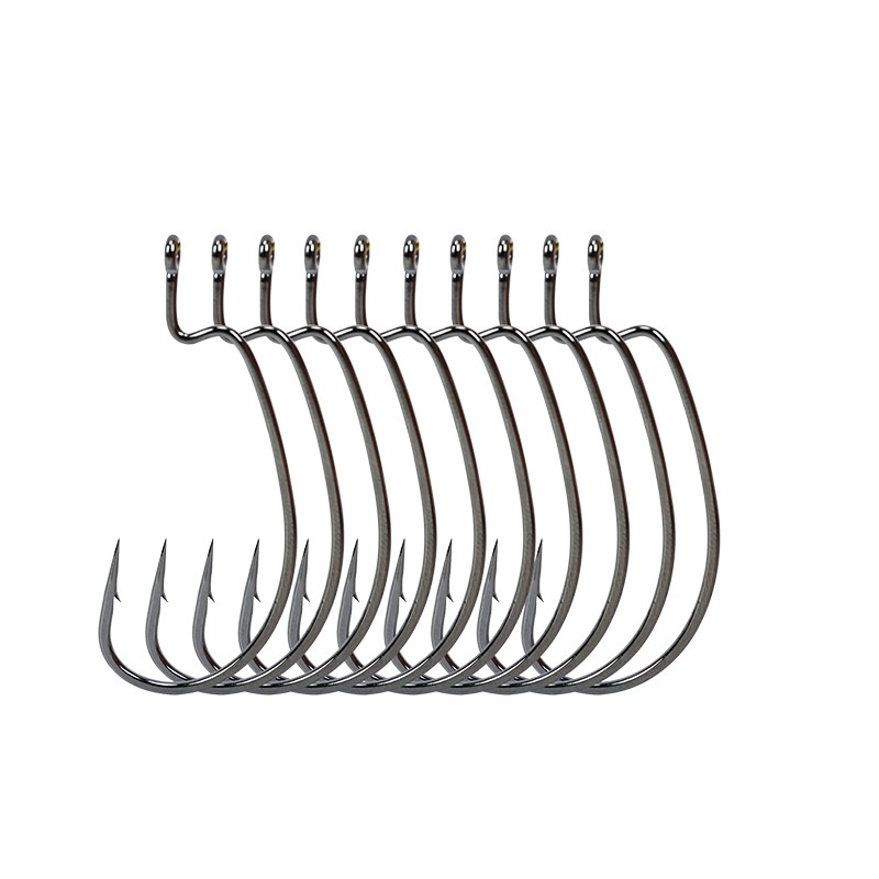 Fishing house wide belly Luya crank hook soft worm hook root fishing soft bait lead drop hook mandarin fish perch upturned mouth black nickel hook