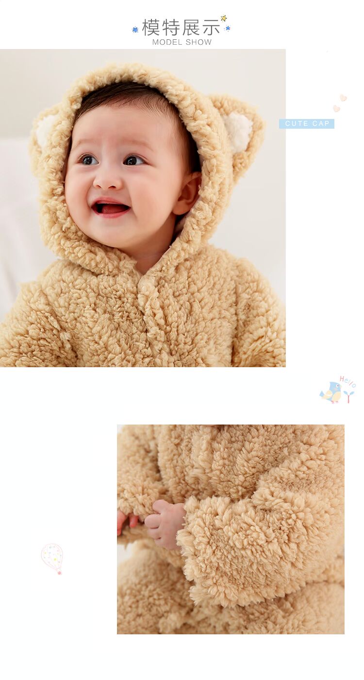 Ang Bay cho bé ra khỏi áo 1-3 tháng nam áo ấm đệm mùa đông 1 tuổi sơ sinh lưới đỏ jumpsuit nữ bộ áo liền quần công chúa bé gái