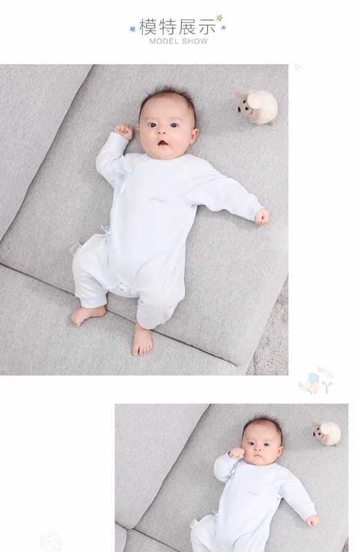 Quần áo sơ sinh Aungbe 0-3 tháng 6 Quần áo cotton dính liền với đồ ngủ cho bé bộ quần áo liền thân