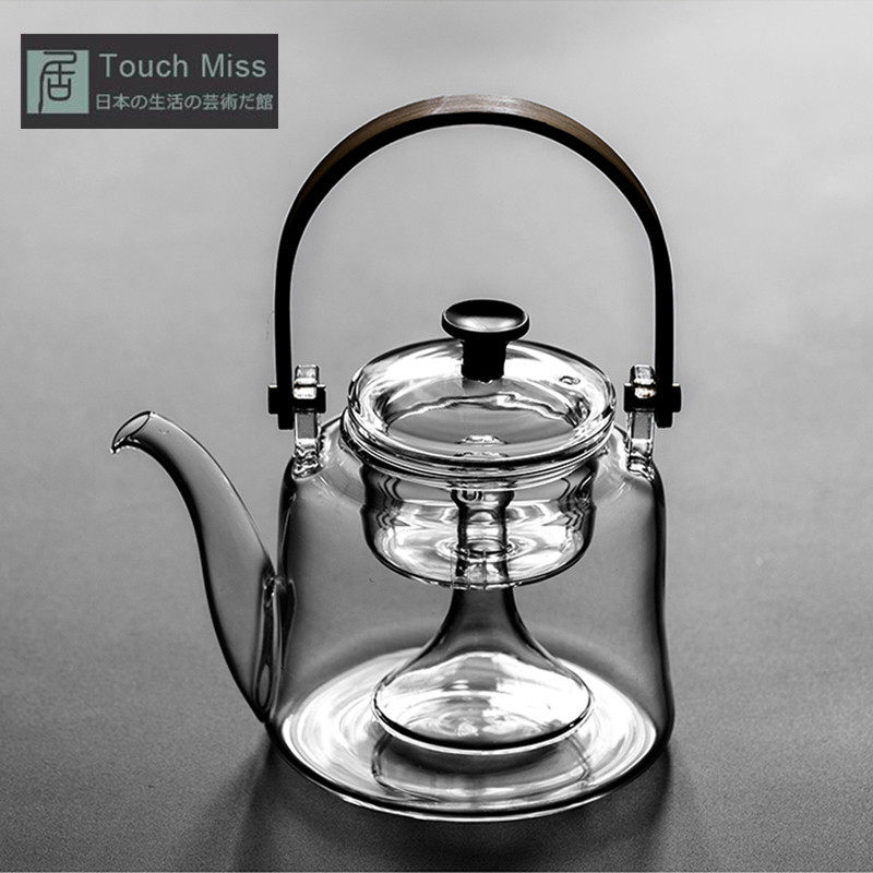 Touch Miss Household heat-resistant glass tea set Lifting beam filter cooking teapot Black crystal furnace Large capacity tea pot