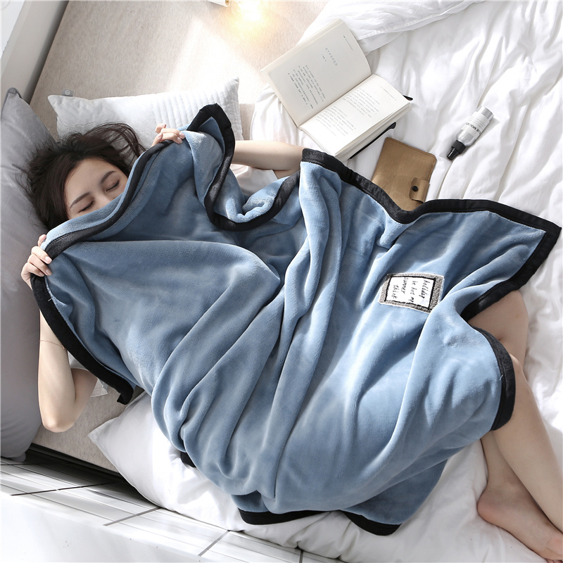 Thickened Double Layer Small Blanket Cover Blanket Office Afternoon Nap Blanket Air Sofa Blanket Shawl Student Dormitory Quilt Winter-Taobao