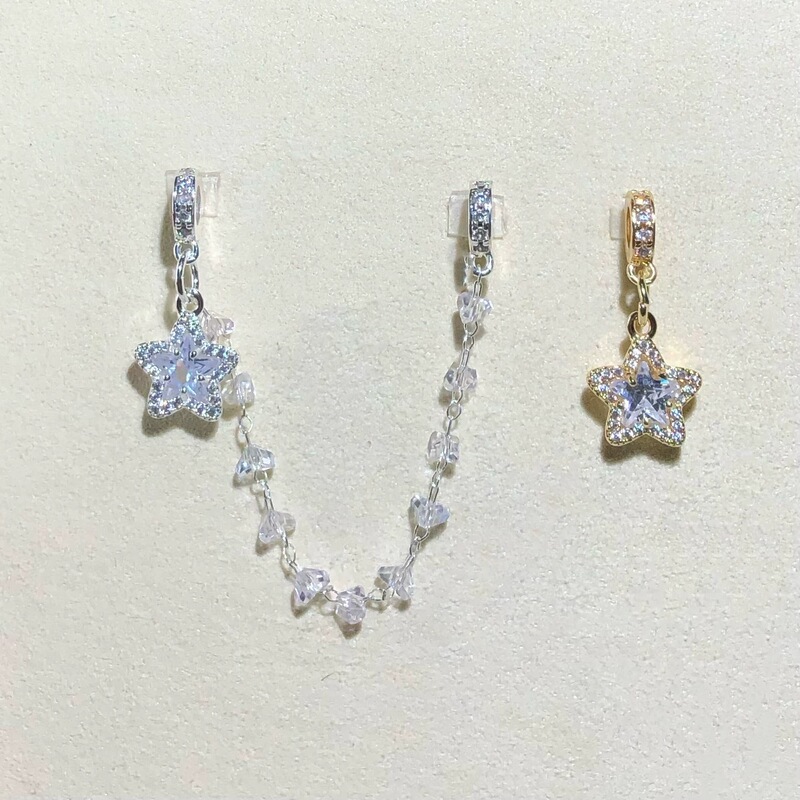 Strong Color Retention Zircon Inlaid Three-Dimensional Five-Pointed Star Safety Chain Pendant Crystal Handmade DIY Bracelet Accessories Strong Color Retention Zircon Inlaid Three-Dimensional Five-Pointed Star Safety Chain Pendant Crystal Handmade DIY Bracelet Accessories