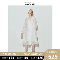 COCOCOZI summer fairy bubble sleeve V-neck shirt dress female lace loose cotton plaid skirt dress
