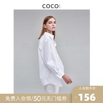 COCOCOZI to IN (cotton)white shirt womens business wear summer bf style white shirt womens design sense niche