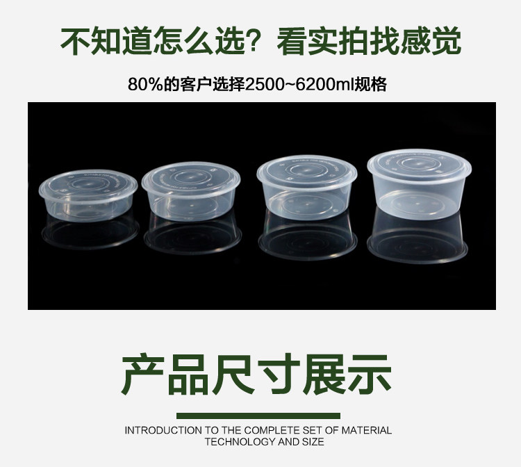 Одноразовые Коробка для ланча круглый 1250/1500/1750/2000ml пластик Вывод быстрого питания легко тюк коробка для завтрака 