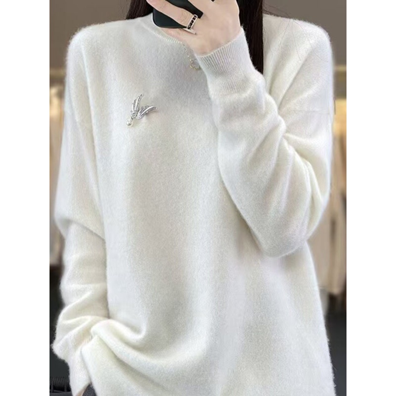 Cashmere Sweater for Women, Mid-Length, Loose, Lazy Style Sweater Dress, 2026 Autumn and Winter, Slimming New Wool Base Shirt Cashmere Sweater for Women, Mid-Length, Loose, Lazy Style Sweater Dress, 2026 Autumn and Winter, Slimming New Wool Base Shirt
