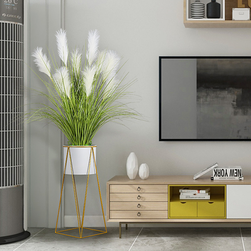 Reed Grass Emulation Flower Dog Tail Grass Living Room Decoration TV Cabinet Swing Piece Dry Flowers Fake Reed Flowers Big Beam Floor-Taobao