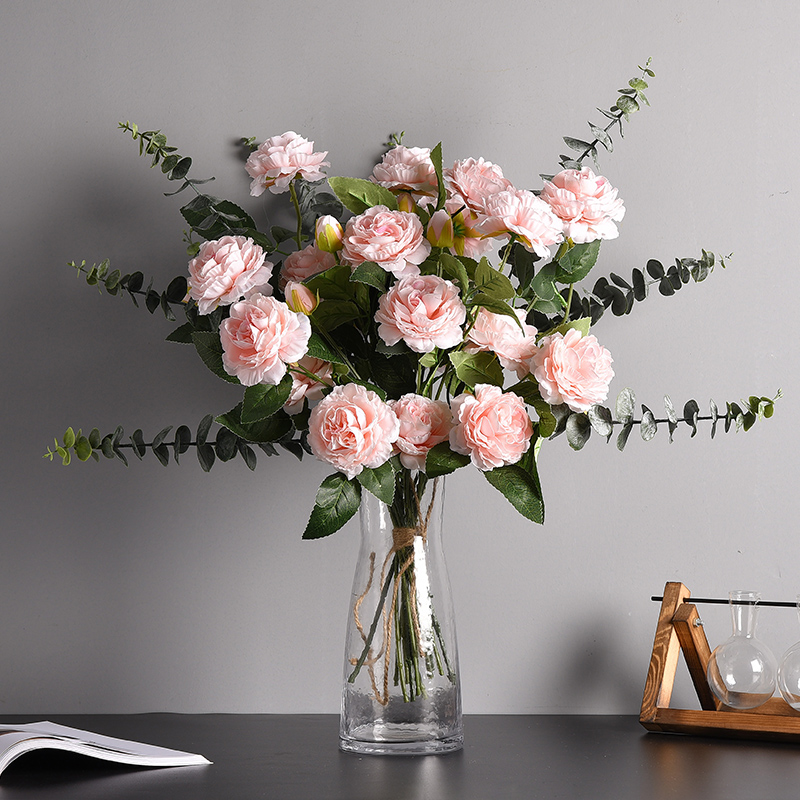 Foreign peony flowers fake flower emulated flower table flower table living-room decoration swing piece home floor wedding celebration silk room-Taobao