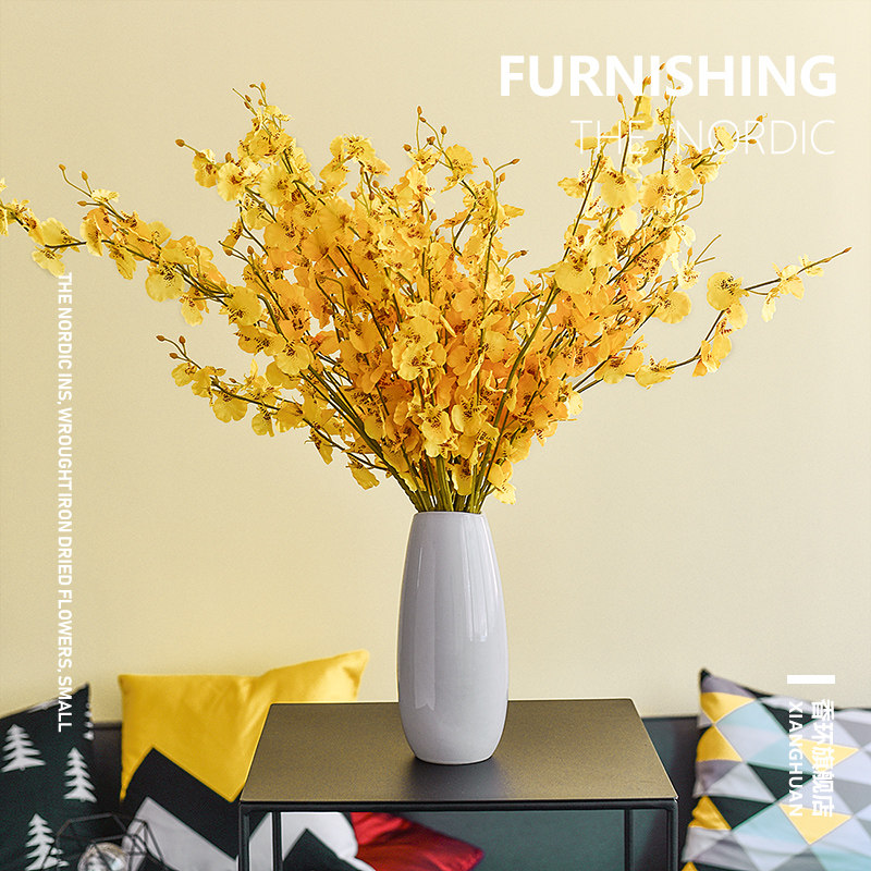 Simulation Dancing Orchid with ceramic vase suit TV cabinet Dry flower Flower Art Pendulum with Flowers Home Plastic Flowers