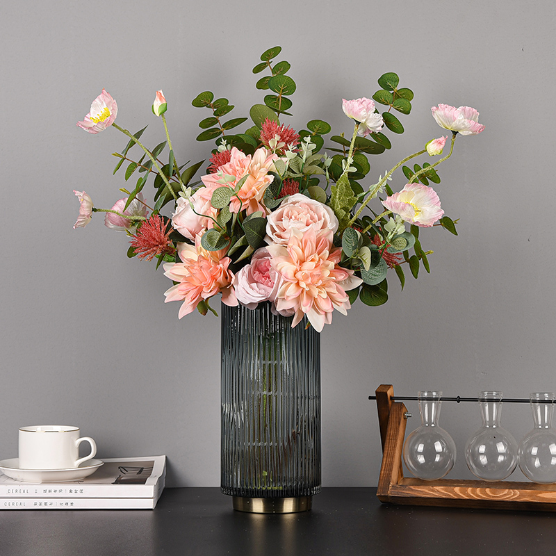 Sunflower Simulation Bouquet Living-room Decoration Pendulum Pieces Fake Flowers Rose Anti-Real Table Flowers Plastic Flowers Desktop Furnishing-Taobao