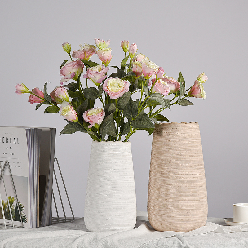 Nordic Wind Wire Drawing Ceramic Vase Living Room Tea Table Flowers Flower Arrangement Swinging Pieces TV Cabinet Genguan Creative Family Residence Ornaments-Taobao