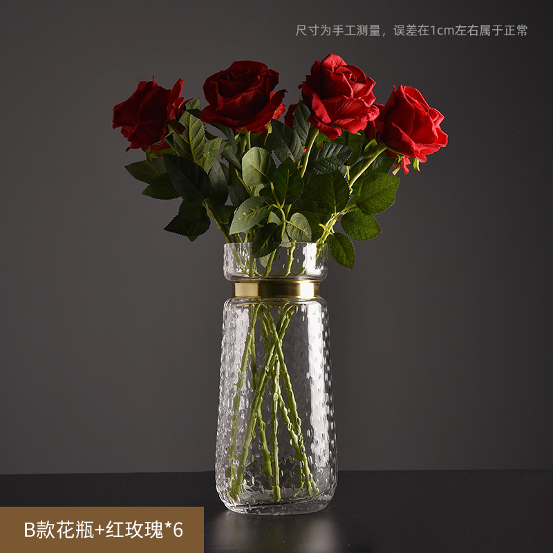 Day series hammered light extravagant and transparent glass vase hem Living room table flowers flower arrangements Water pewter Floral Creative Ornaments