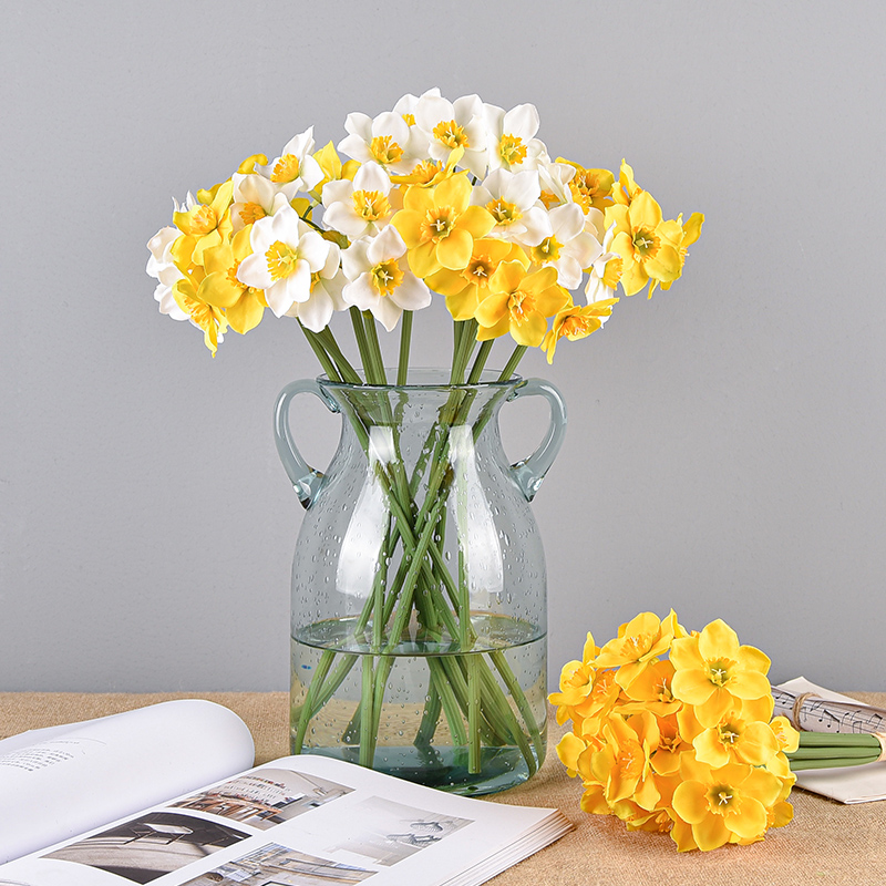 Nordic Xiaoqing New water fairy bouquet emulated upscale fake floral silk flower yellow living room flower arrangement table decoration pendulum piece-Taobao