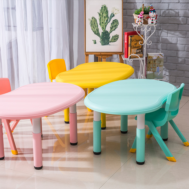 Children's table and chair set kindergarten home toy peanut table early education table can lift baby writing pea table