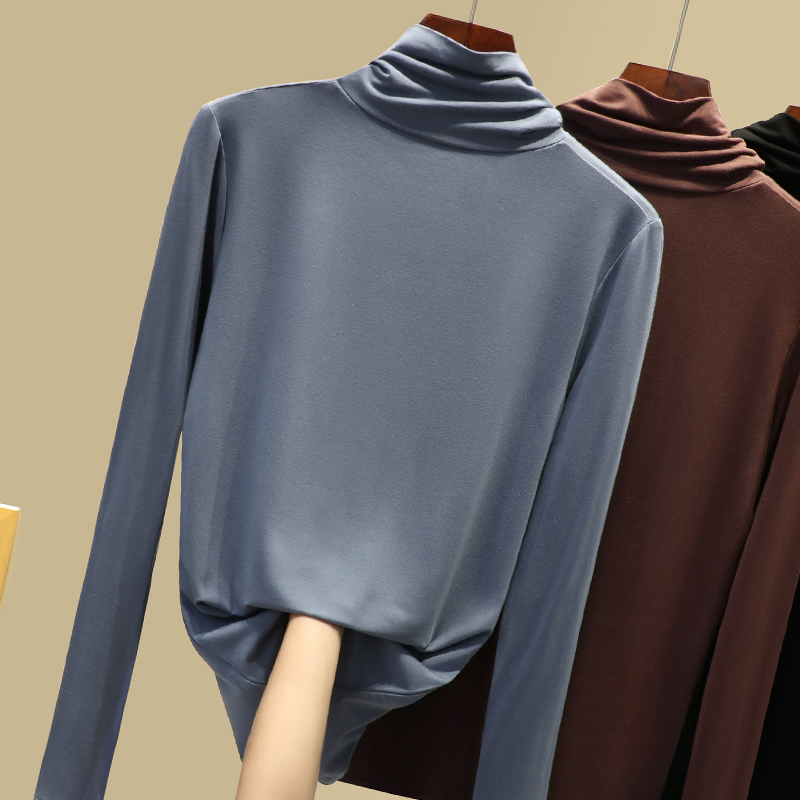 Modal base shirt women's 2021 spring and autumn new foreign high-neck long-sleeved T-shirt fashion inside fit top tide