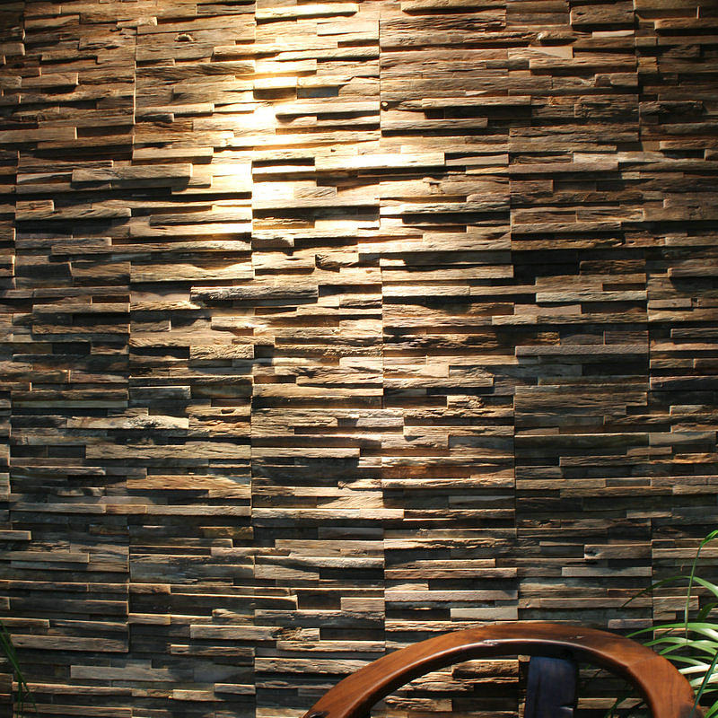 Solid wood mosaic TV background wall old woodwood wood wood wood wood wood wood wood Chinese living room decoration wall