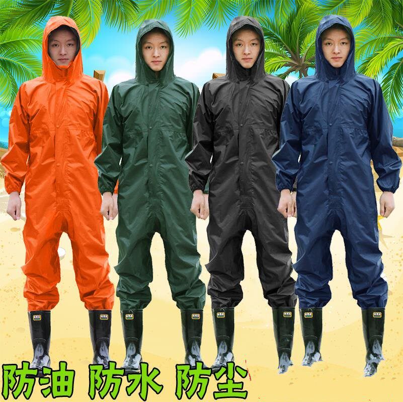 Army green raincoat, protective clothing, anti-pesticide, anti-static, anti-virus, full-body hooded work clothes, one-piece overalls, farming