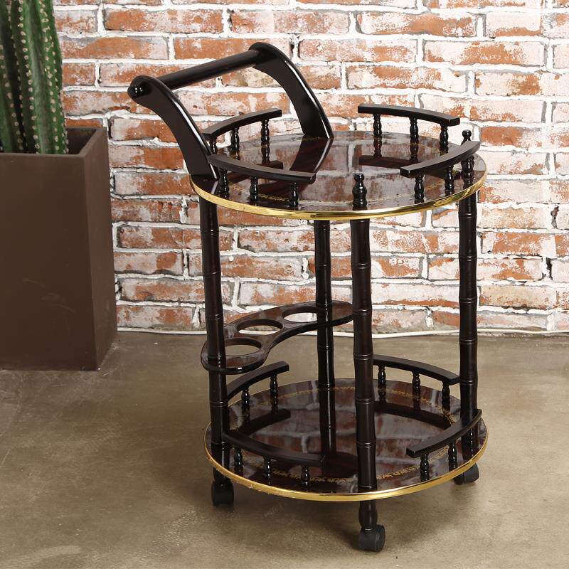 High-end Solid Wood Multifunction Two-storey Beauty Stroller Wood Beauty Salon Small Cart Shelf Beauty Shelf Mobile-Taobao