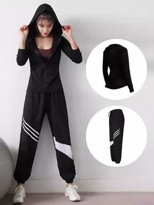 Large size sports suit women running yoga clothes loose gym quick-drying clothes fat mm long sleeve casual two-piece