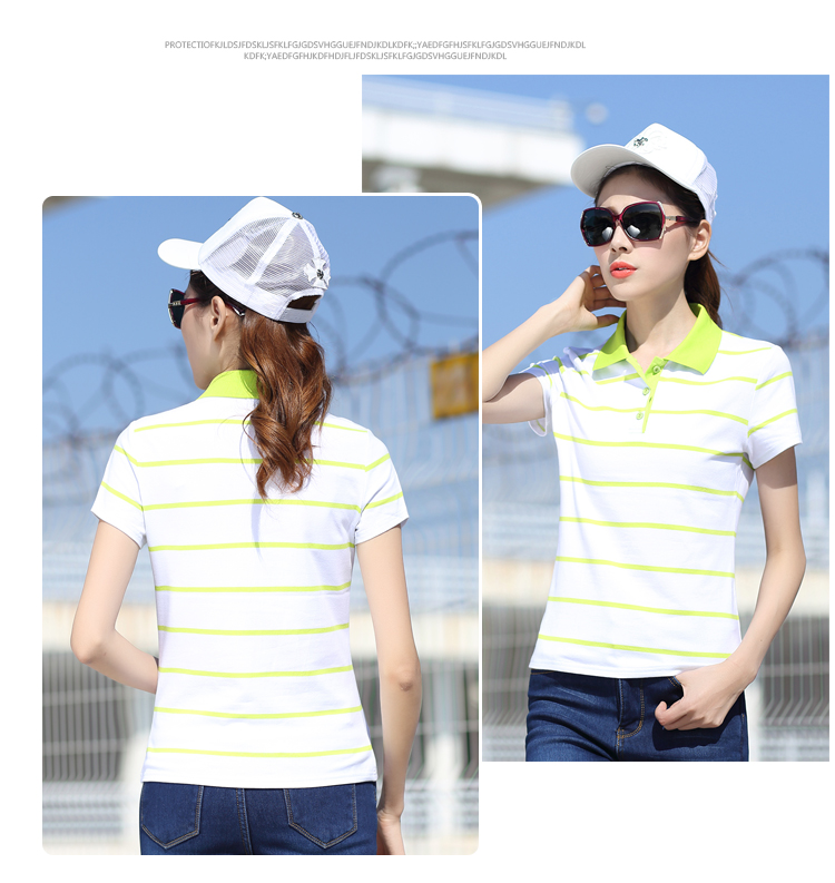 Chất béo mm ngắn tay ve áo sọc T-Shirt dì của phụ nữ cotton lỏng từ bi thể thao polo áo sơ mi giản dị quần áo áo phông polo