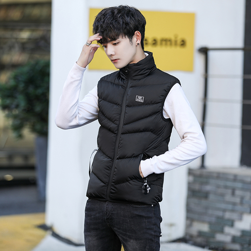 Down cotton waistcoat for men's autumn and winter coats Korean version Trend handsome and warm canon shoulder vest waistcoat 2021 new