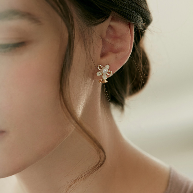 pn pearl earrings no earrings stud clip female senior sense French xian qi sen sen series super fairy painless earrings