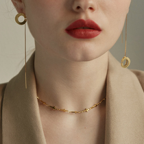 Ear 2021 New Tide temperament sterling silver long cold wind design suitable for big face earrings thin female earrings