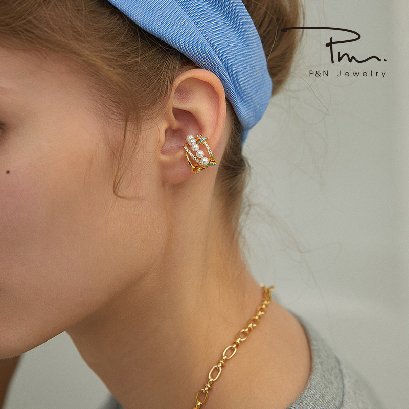 pn pearl ear clip ear-in-ear pierre without earrings for women earrings anti-upscale new ear accessories High sense European and American ear bone clips