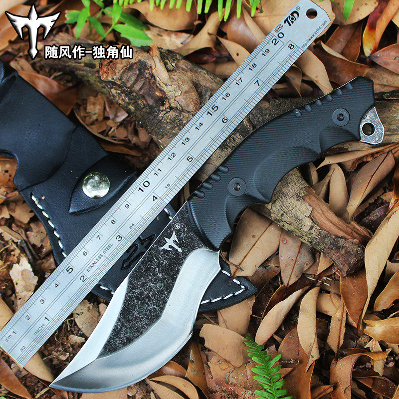 High hardness portable straight knife wilderness Wilderness army knife outdoor small knife field survival anti-body knife sharp
