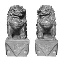 Outdoor indoor construction site Cemetery funeral desktop ornaments building front door stone lion pair