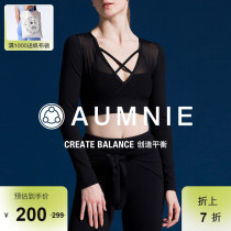 AUMNIE Australian Mini crossover mesh yarn paired with short blouses female breathable quick dry long sleeves sports workout yoga