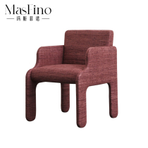 Masfino Designer Cotton Hemp Cloth Art Line Wave Armrest Casual Chair Hotel Living Room Single Talk Chair Light Lavish