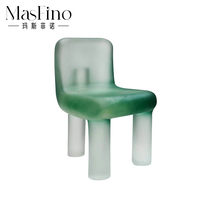 Masfino Nordic light lavish creativity Three-foot transparent resin backrest dining chair Dining Room Dining Room Dining Room